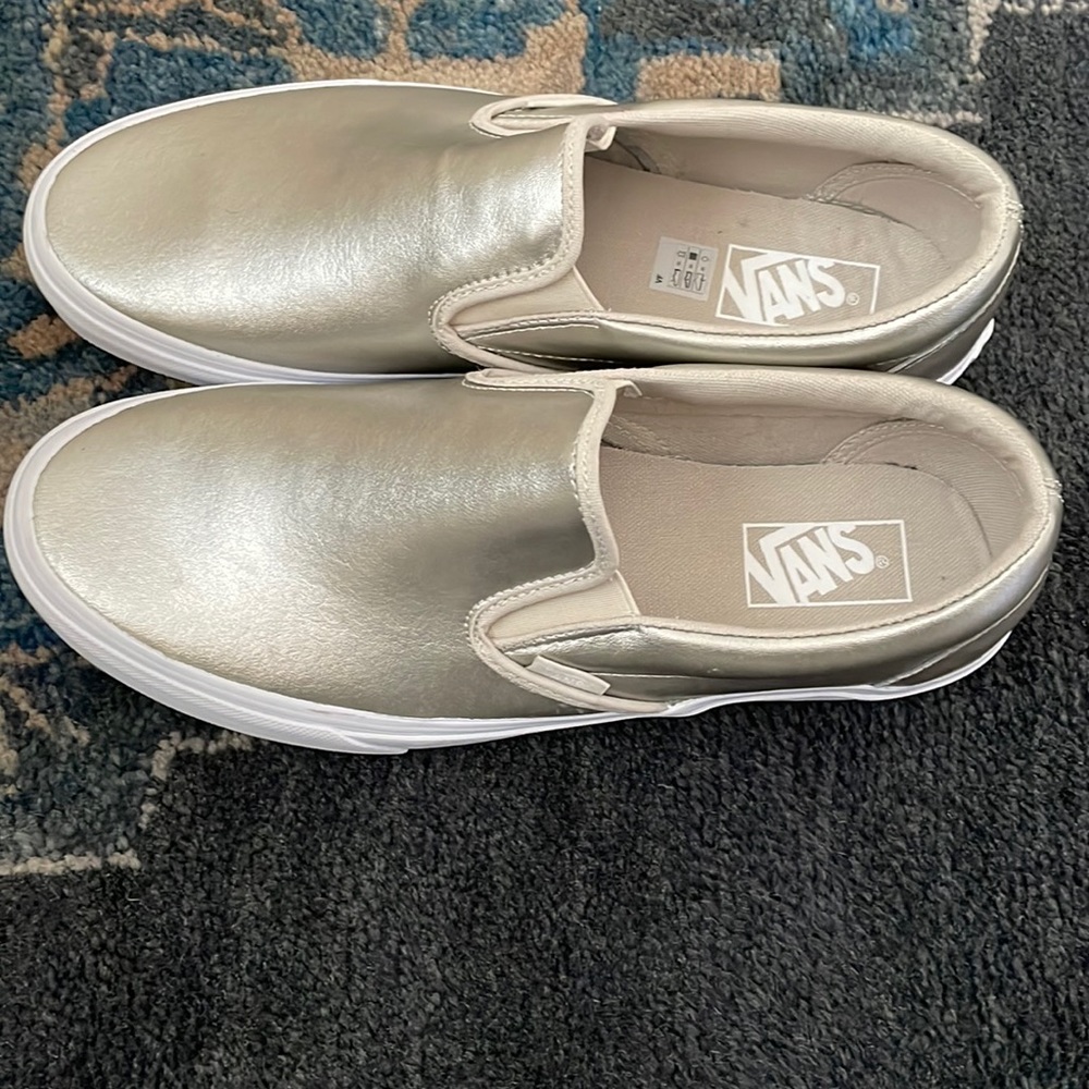 Vans silver slip on’s brand new